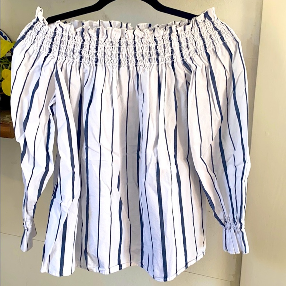 Off the shoulder striped blouse